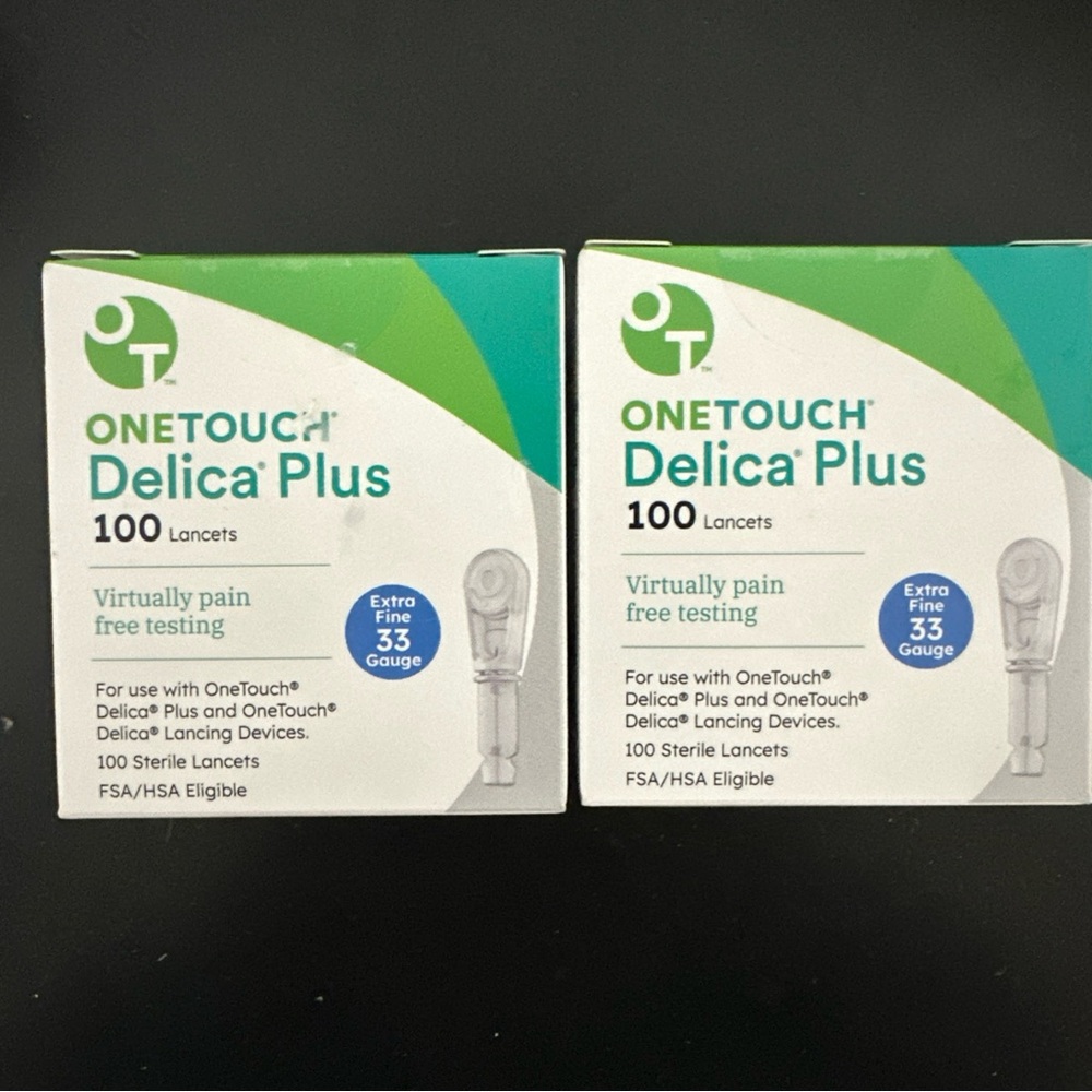 (2 Boxes) OneTouch Delica Plus 100 Lancets Per Box 33 Gauge